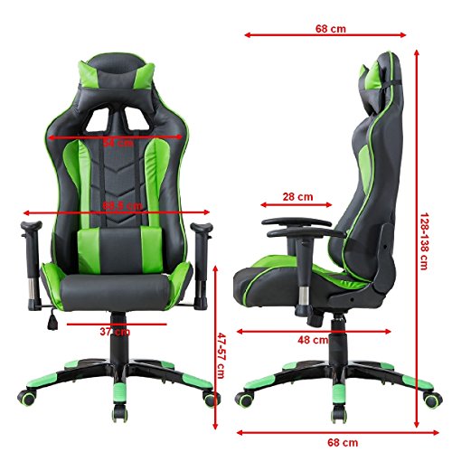 Delman Gaming Stuhl ergonomische Design (Schwarz-Grün)