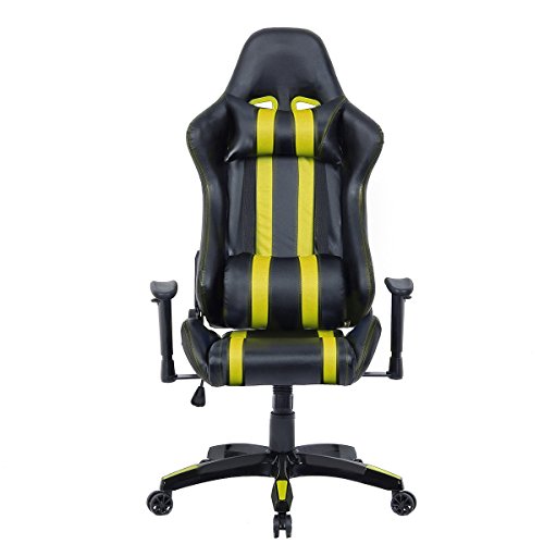 Racing Gaming Bürostuhl Schreibtischstuhl Chefsessel Sportsitz mit Armlehnen und Kissen 5 Farbvarianten (gelb)