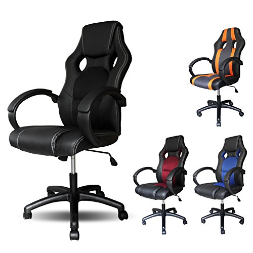 VINGO® Chefsessel schwarz Racing Höhenverstellbar Bürodrehstuhl Premium Racing Stuhl mit sehr hochwertige Polsterung